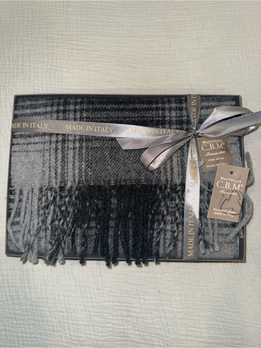 Manifattura C.B.M. Men’s Scarf  Grey Black Color